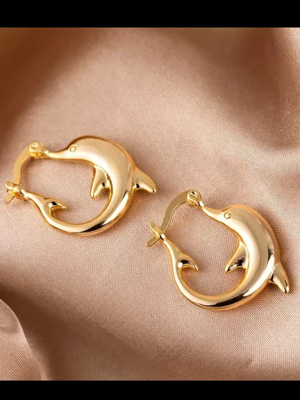 Anthropologie Gold Plated Dolphin Hoop Earrings